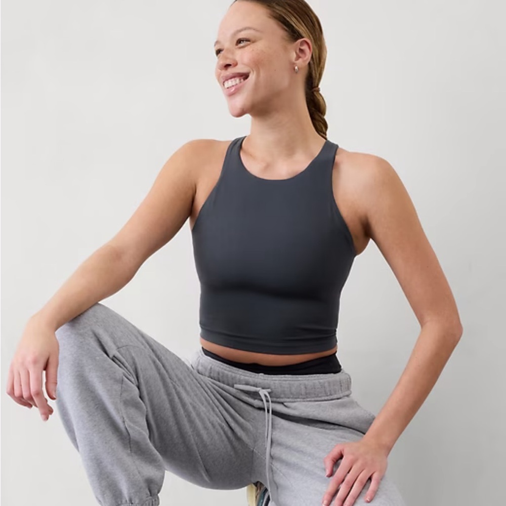 New Athleta Purpose Crop bra D-DD - grey sheen color